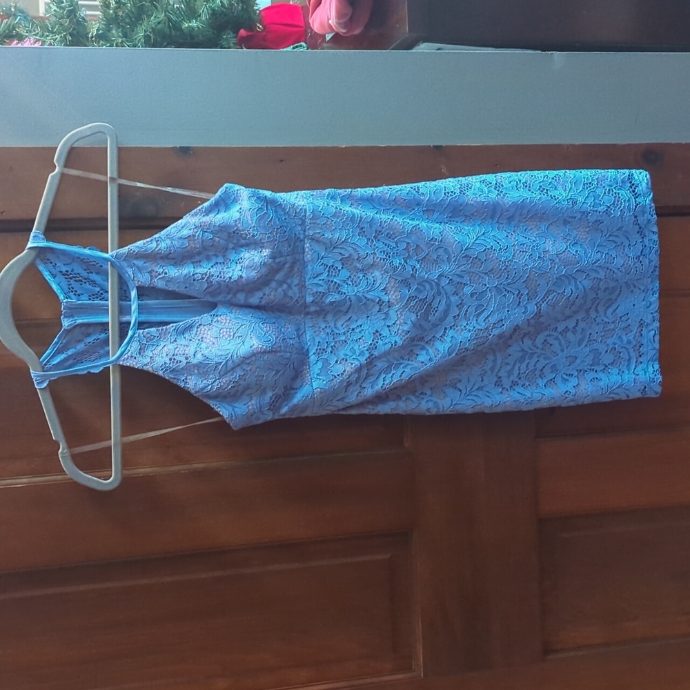 EUC Periwinkle Lace Halter Dress